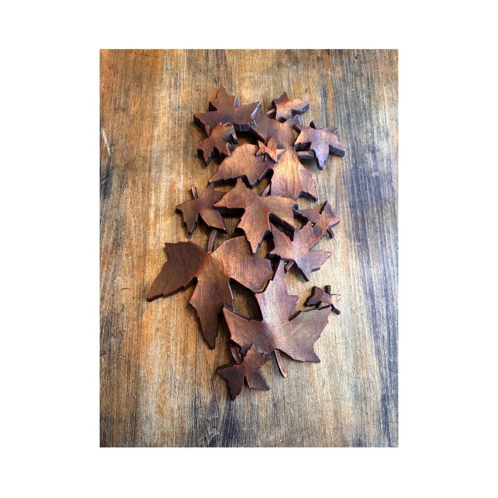 Vintage Dart Maple Leaves Wall Decor Hanging 18" x 10" Cabin Fall Autumn Nature